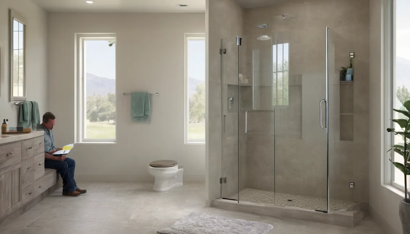 Independent provider finishing a low-step walk-in shower in a bathroom in Fremont